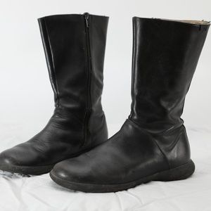 Classic Camper Black Leather Moto Boots